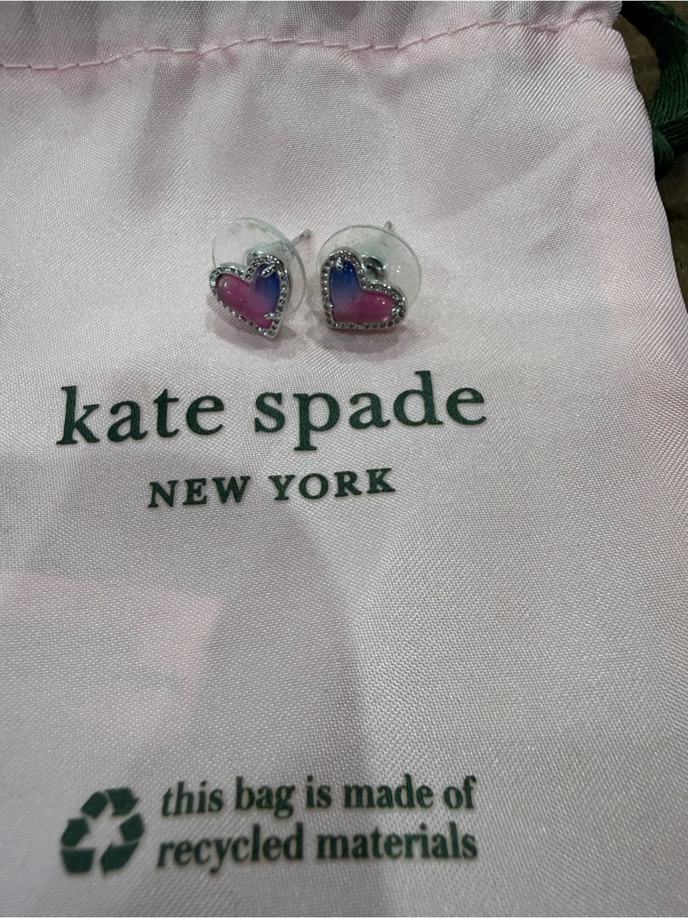 kate spade Pink and Blue Heart Stud Earrings